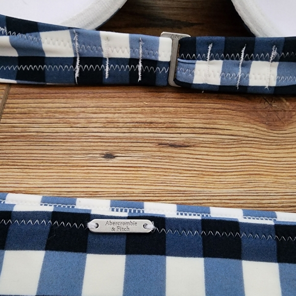 Abercrombie & Fitch Bikini Women's 36B Top XL Bottom Blue Gingham NEW - Picture 6 of 7